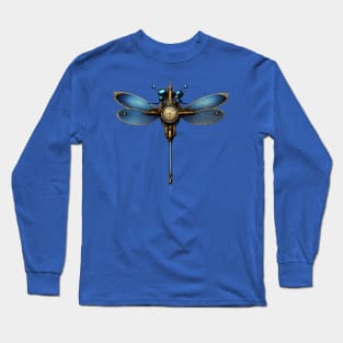 Steampunk Dragonfly Blue Long Sleeve T-Shirt